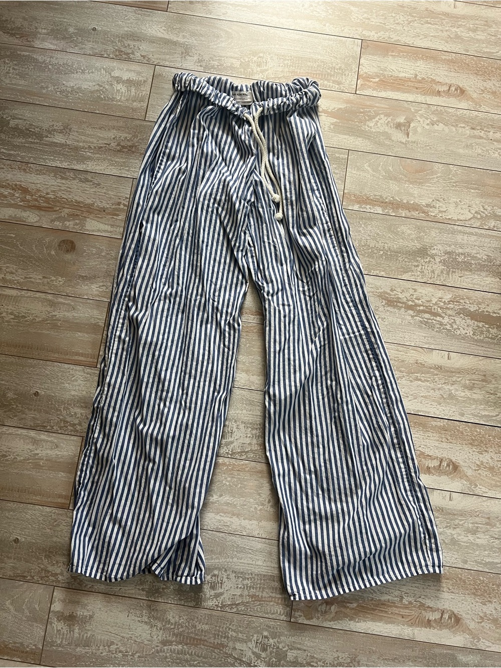 UO Navy and White Stripe Drawstring Pants